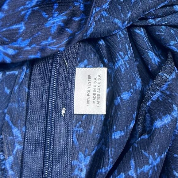 NWT MISA Los Angeles Valentina Chiffon Long Sleeve Wrap Front Dress Dark Blue - Picture 8 of 12